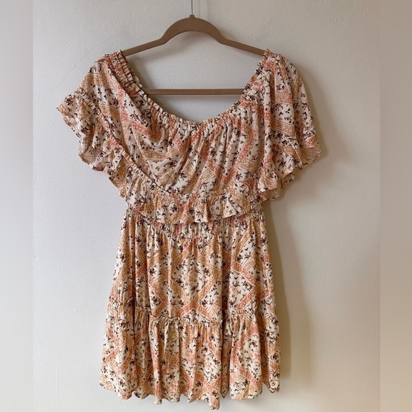 Promesa Sun Garden Floral Off the Shoulder Flounce Mini Dress Size Large - Picture 4 of 4
